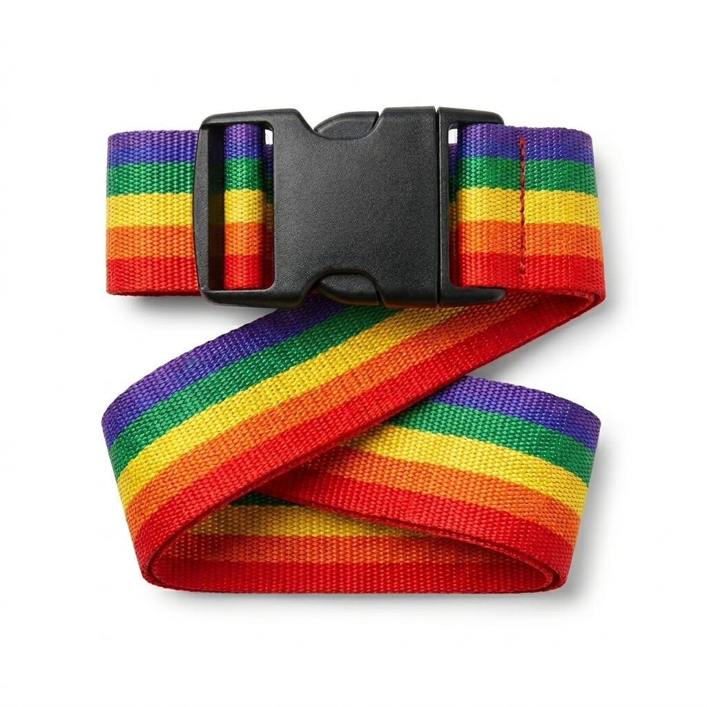 Adjustable Rainbow Suitcase Luggage Strap, Vibrant Multi-Colour Design, SKU 5832