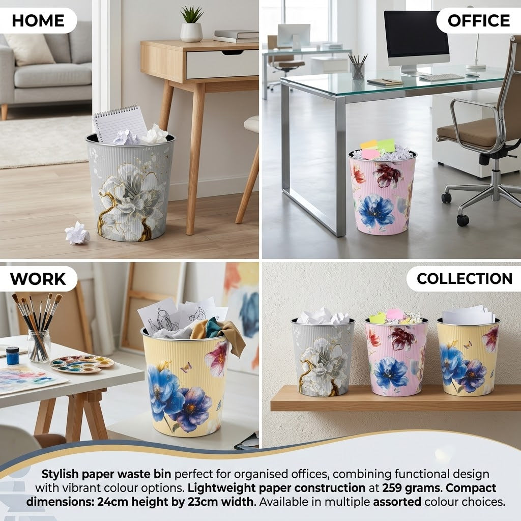 Beautiful Paper Office Bin for Assorted Colours, 259g, 24cm x 23cm, SKU 8176