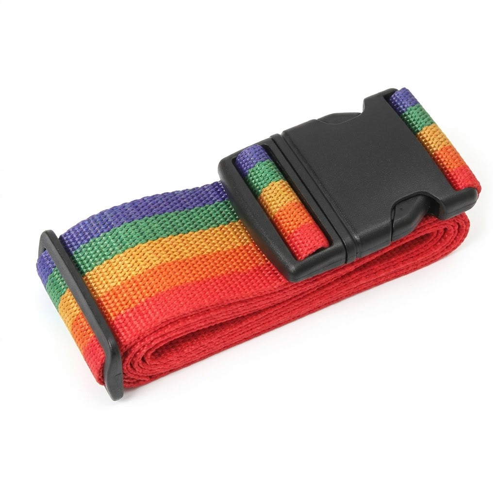 Adjustable Rainbow Suitcase Luggage Strap, Vibrant Multi-Colour Design, SKU 5832