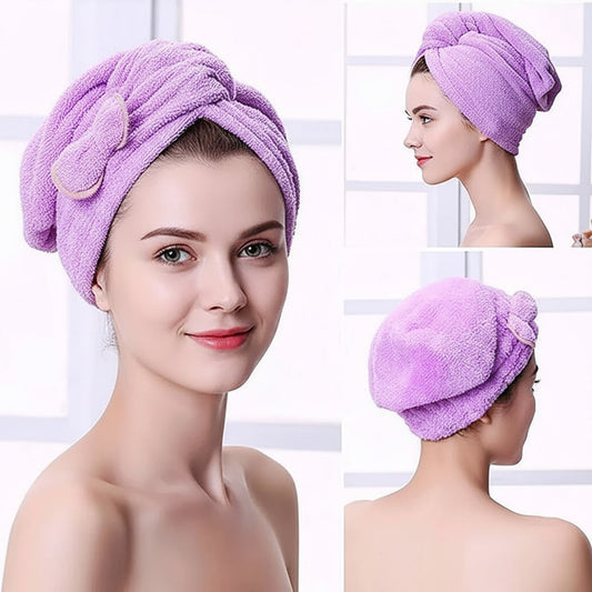 Microfibre Elastic Hair Wrap Bonnet with Bow Assorted Colours 6979
