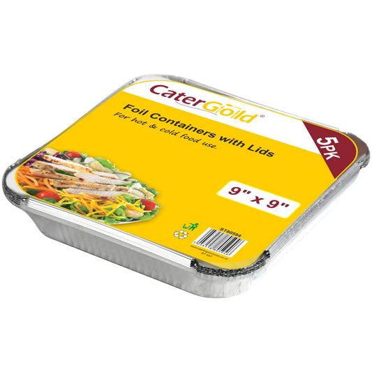 Aluminium Foil Food Containers 9 x 9" Pack of 5 ST2321 (Parcel Rate)