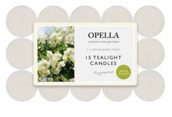 Beautifully Scented Opella Jasmine Blossom 12 Tealight Candles 3.5 Hour Burn Time CD001J (Parcel Rate)