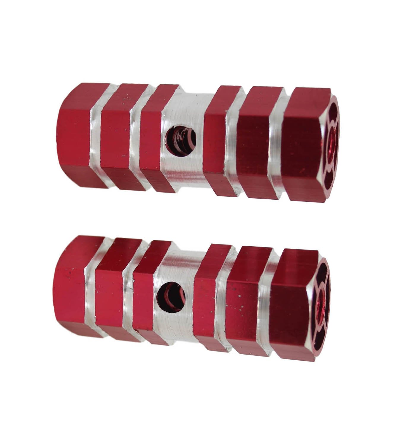 Aluminium Striped Bike Bicycle Pedal Foot Rest Axle Peg 7 x 2.3cm Pack of 2 Assorted Colours 1861 (Parcel Rate)