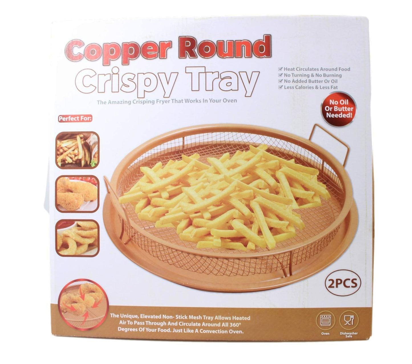 Round Copper Crispy Oven Tray Set of 2 30 x 5 cm 6621 (Parcel Rate)