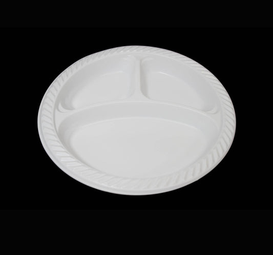 10" Disposable Plastic White Divider Plate Pack of 50 24427 (Parcel Rate)
