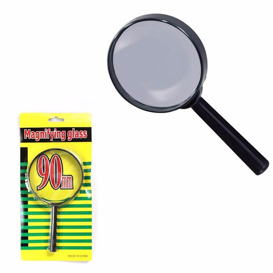 Multi Purpose Handheld 90mm Magnifying Glass Classic Black Frame Comfort Handle  0605 (Parcel Rate)