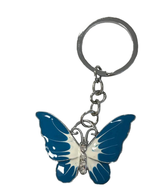 Metal Butterfly / Sports Ball Keychain Keyring 4 cm Assorted Colours 2519 (Large Letter Rate)