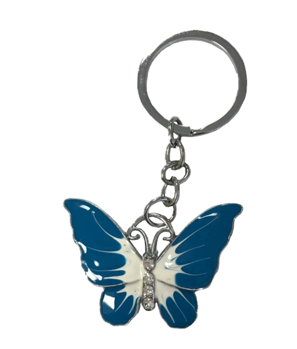 Metal Butterfly / Sports Ball Keychain Keyring 4 cm Assorted Colours 2519 (Large Letter Rate)