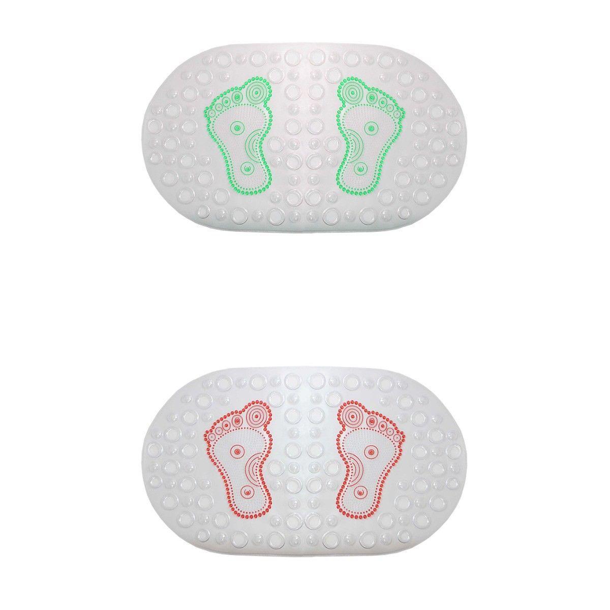 Transparent Oval Anti-Slip Bathroom Shower Bath Mat with Feet Design 64 x 35 cm Assorted Colours 7534 (Parcel Rate)