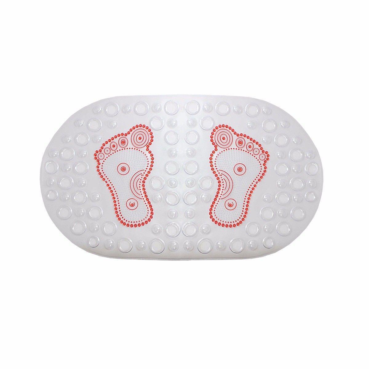 Transparent Oval Anti-Slip Bathroom Shower Bath Mat with Feet Design 64 x 35 cm Assorted Colours 7534 (Parcel Rate)