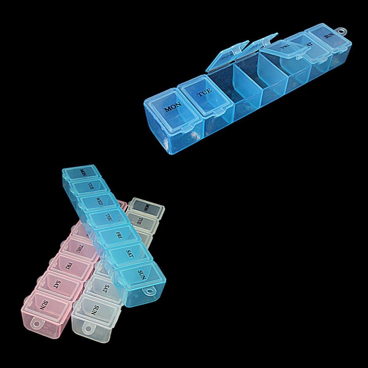 Union Tablet Box Plastic Pill Tablet Box Organiser 7 Days 15 x 2 cm Assorted Colours 20 ...