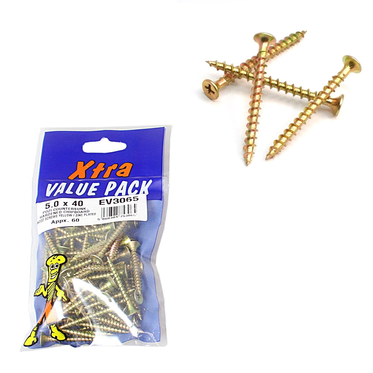 5.0 x 40 Pozi c/sk Chipboard Screws Diy Xtra Value 3065 (Large Letter Rate)
