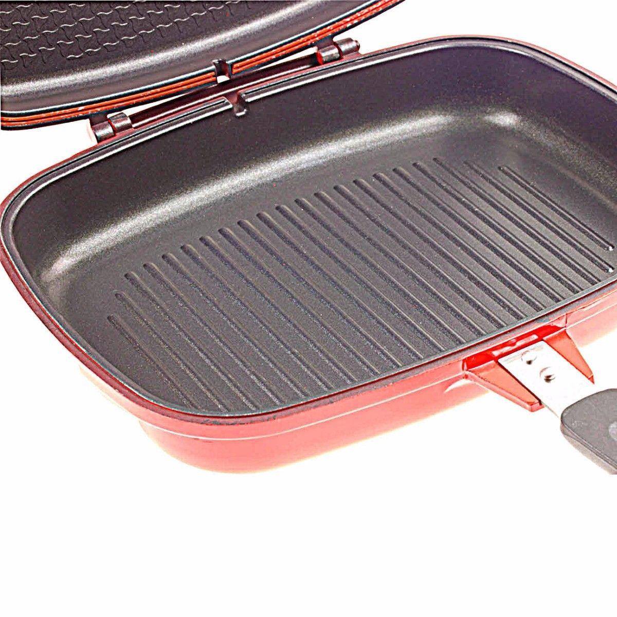 SQ Professional Nea Diecast Double Sided Magic Pan 32cm Rossa Red 4680 (Parcel Rate)
