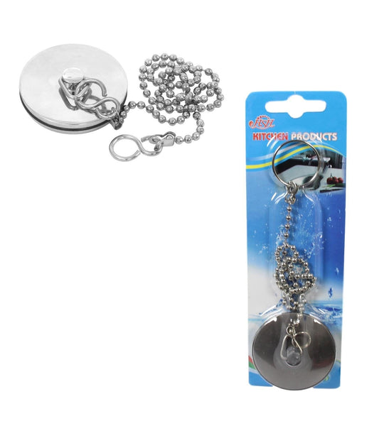 Chrome Metal Bathroom Bath Sink Plug 4cm and Chain 34cm 5583 (Large Letter Rate)