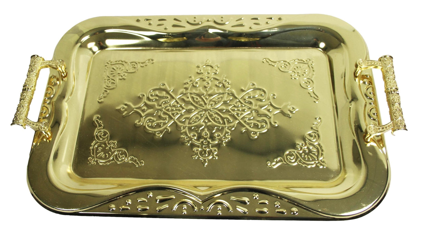 Metallic Chrome Steel Vintage Serving Tray 30 x 44cm&nbsp; Assorted Colours 5851 (Parcel Rate)