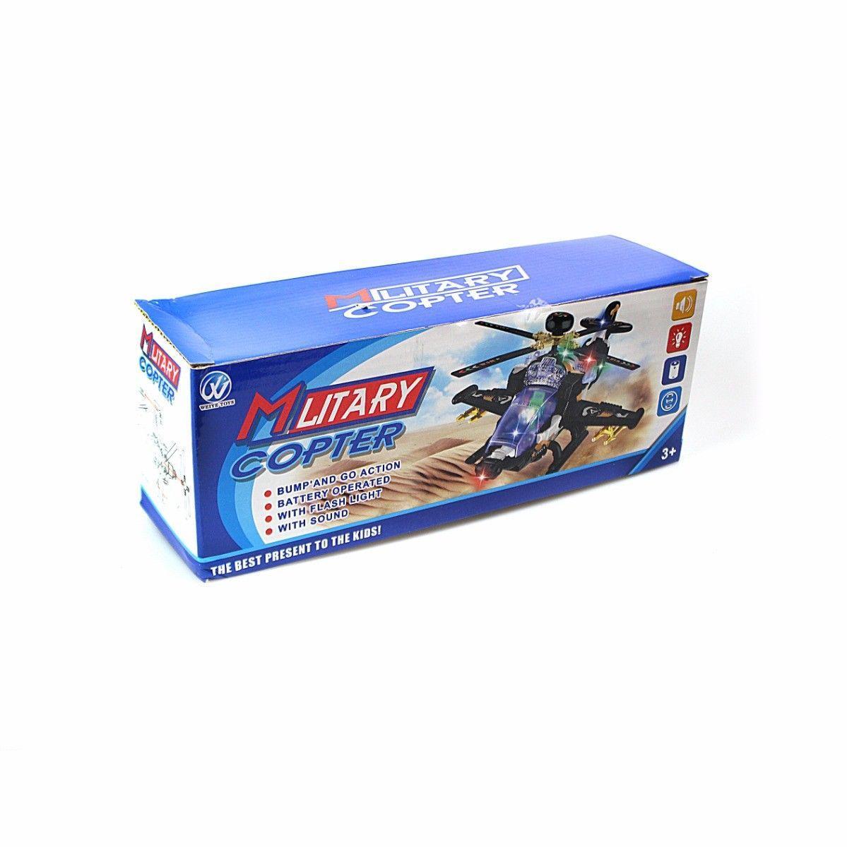 MILITARY LIGHT UP BUMP AND GO COPTER   3707 (Parcel Rate)