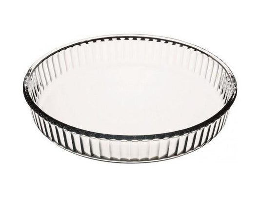 PB Borcam Round Fluted Glass Desserts Flan Cheesecake Tart Dish 1.72 Litres 59044 (Parcel Plus Rate)