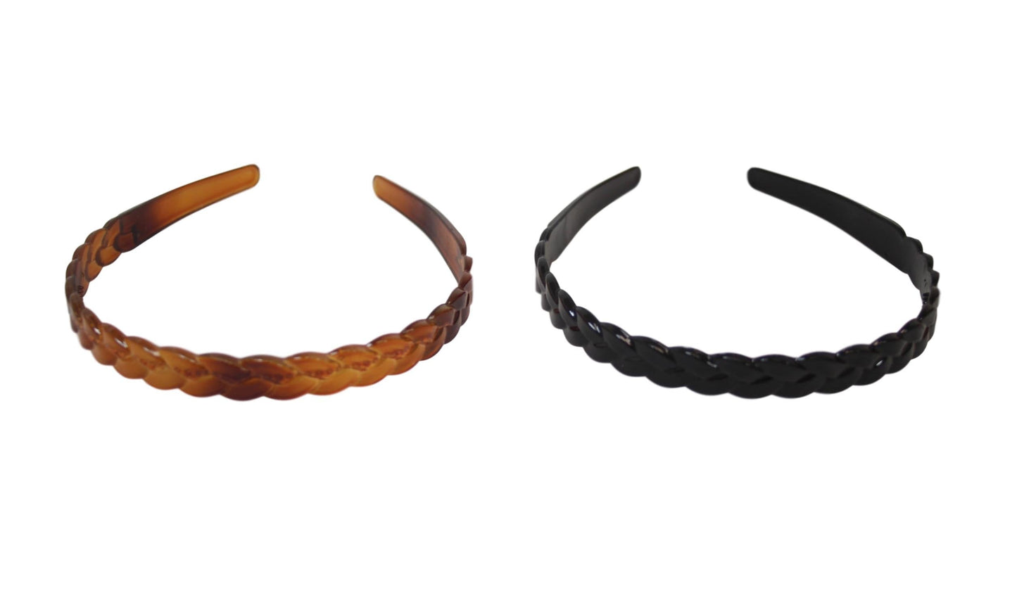 Girl's Plastic Wavy Hair Head Band 1.3cm Pack of 2 Assorted Colours 6495 (Large Letter Rate)