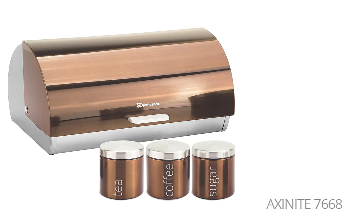 SQ Professional Gems Metal Bread Bin with 3 Canisters Assorted Colours 9895 (Big Parcel Rate)
