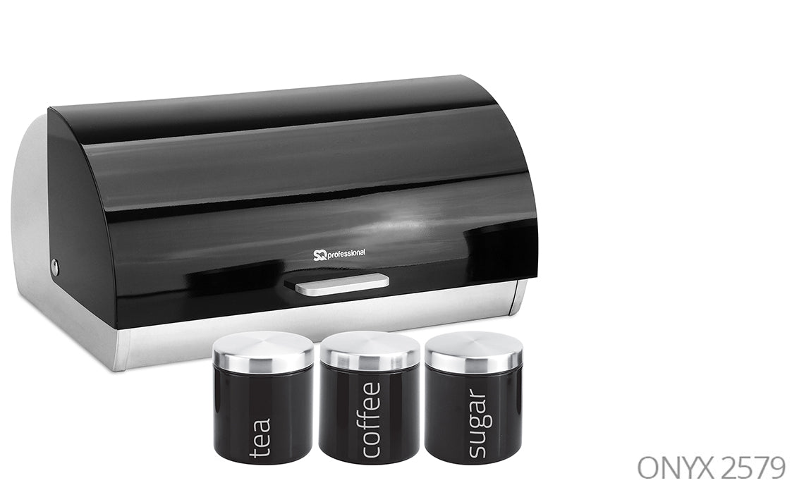 SQ Professional Gems Metal Bread Bin with 3 Canisters Assorted Colours 9895 (Big Parcel Rate)