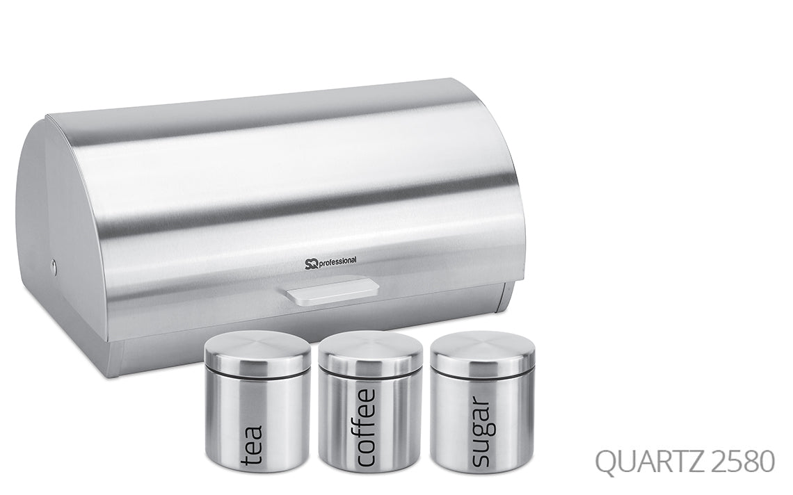 SQ Professional Gems Metal Bread Bin with 3 Canisters Assorted Colours 9895 (Big Parcel Rate)