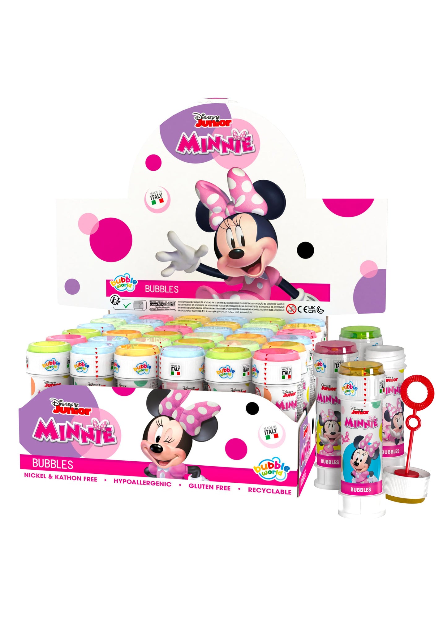 Minnie Mouse Bubble Blowing Tubs 60ml Assorted Colours R42402 (Parcel Rate)