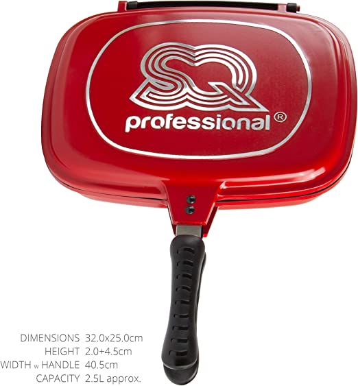 SQ Professional Nea Diecast Double Sided Magic Pan 32cm Rossa Red 4680 (Parcel Rate)