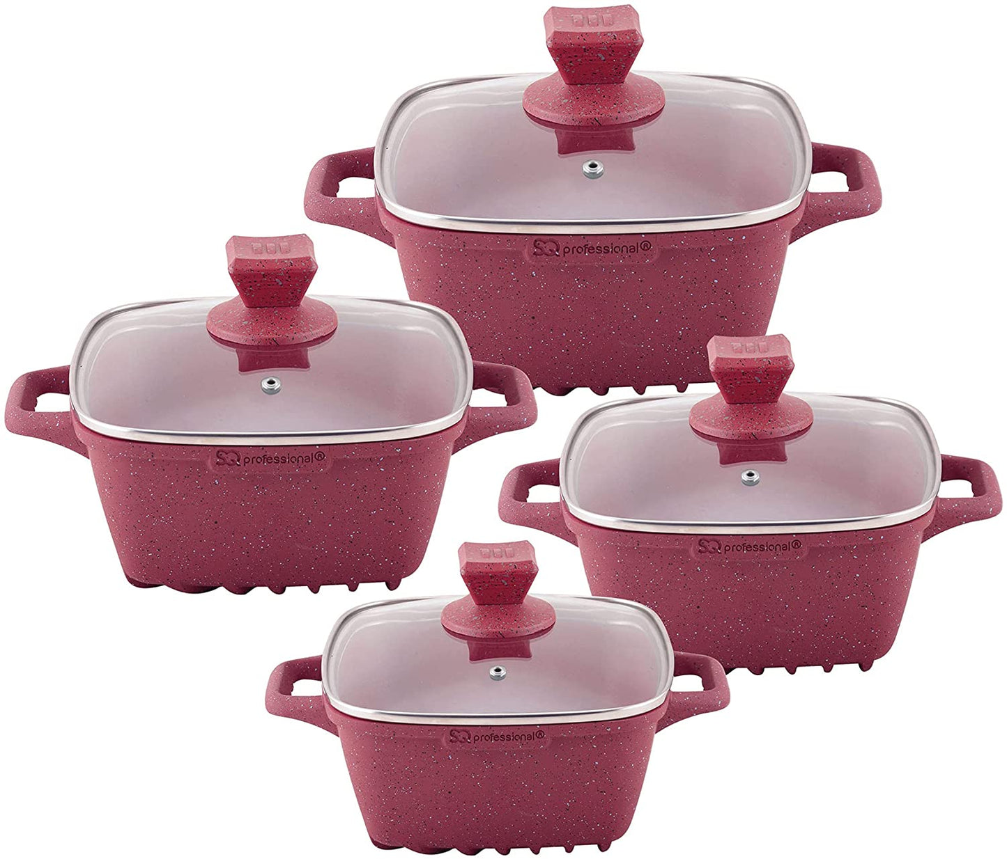 SQ Professional Nea Marbell Effect Square Stockpot Set of 4 Rossa 6902 (Big Parcel Rate)