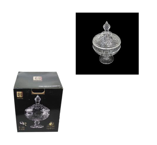 Glass Sweets Sugar Candy Footed Bowl with Lid 15.5 x 23cm 8848 / 9759 (Parcel Plus Rate)