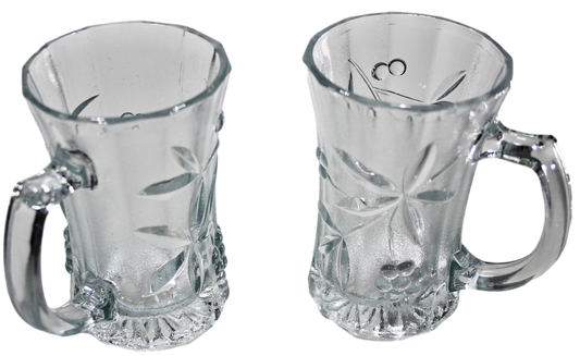 Amissa Tea Glass Cups with Handle and Floral Grape Design 171ml Set of 3 1542 (Parcel Plus Rate)