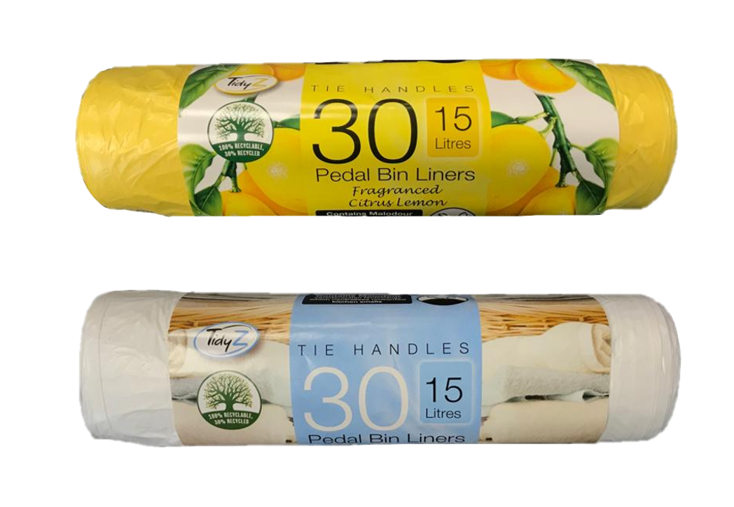 Fragranced Pedal Bin Bag Liners with Tie Handles 15L 96 x 60 cm Roll of 30 Assorted Scents B0169 (Parcel Rate)