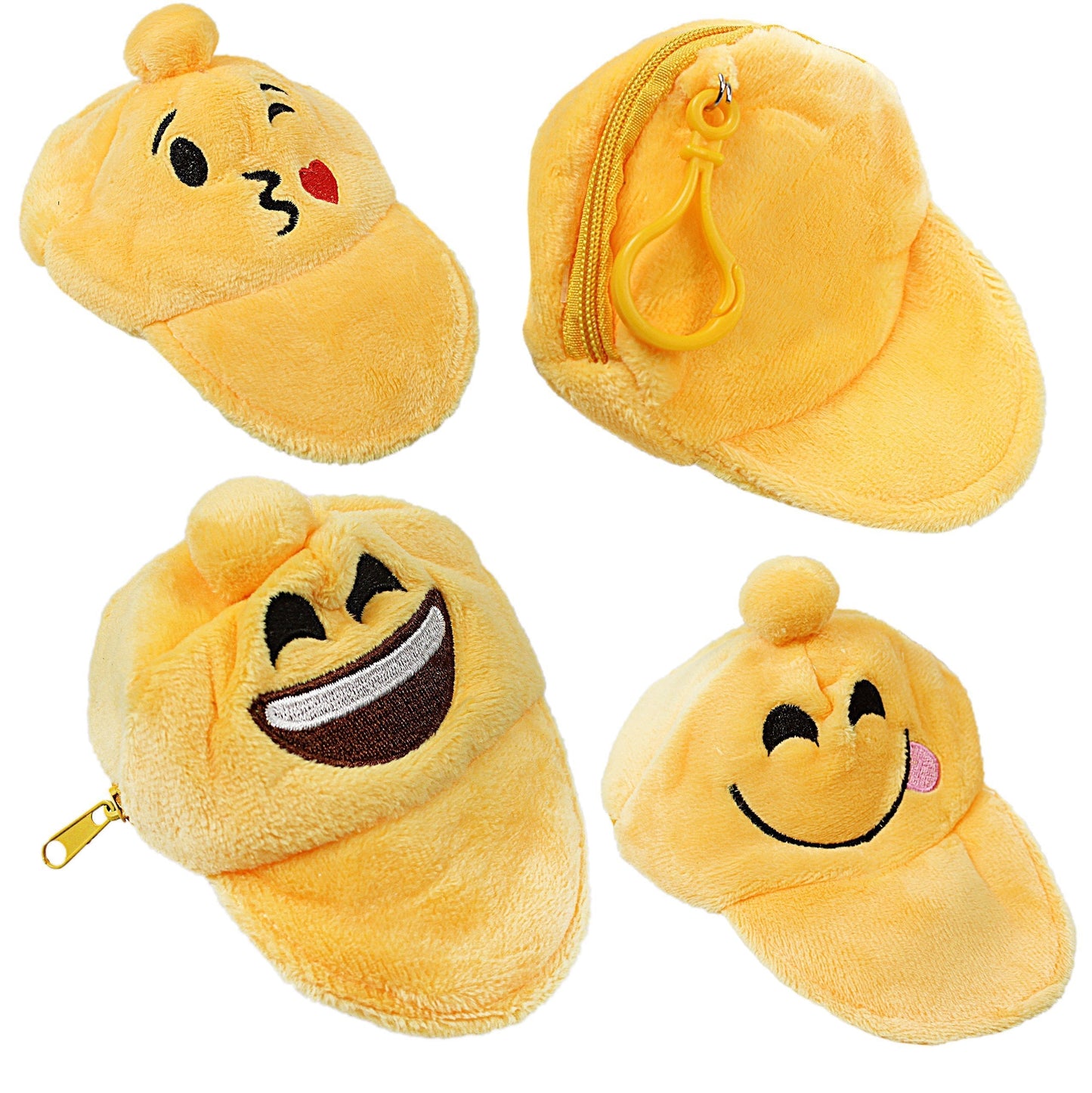 Emoji Soft Hat Cap Shaped Coin Purse 9 cm Assorted Designs 4956 (Parcel Rate)p