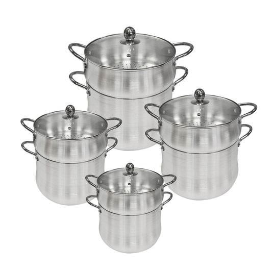 4 Piece Set Aluminium Cous-Cous Pot Set of 4 16-18-20-22  9516 (Big Parcel Rate)
