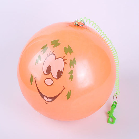Printed Design Inflatable Ball with Springy String Assorted Colours 6500 A (Parcel Rate)