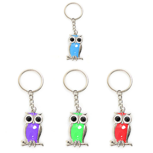 Metal Owl Keychains Keyring 4.5 cm Assorted Colours 2522 (Large Letter Rate)