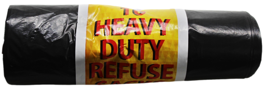 Black Heavy Duty Refuse Sacks Bin Bags Roll of 10 LL5751 (Parcel Rate)