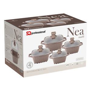 SQ Professional Nea Marbell Effect Square Stockpot Set of 4 Marfil 4927 / 6904 (Big Parcel Rate)