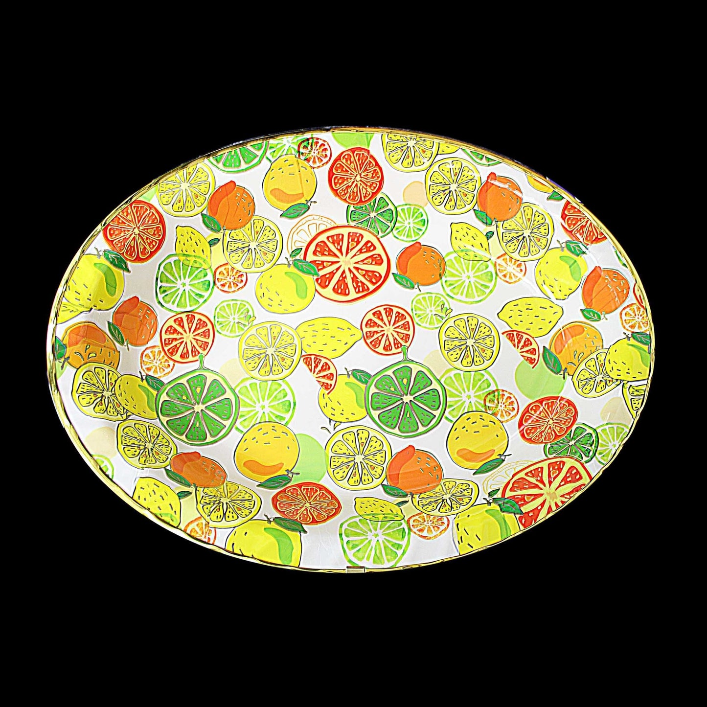 Plastic Round Coffee Tea Serving Tray with Printed Design 45cm x 35cm Assorted Designs 1387 (Parcel Rate)