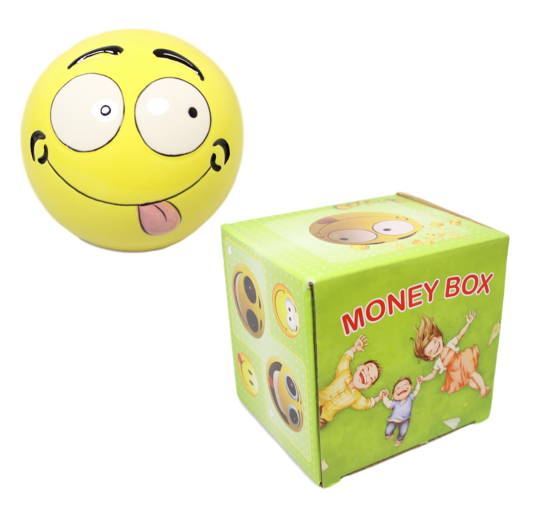 Children's Round Yellow Smiley Face Ceramic Money Box Piggy Bank Assor ...
