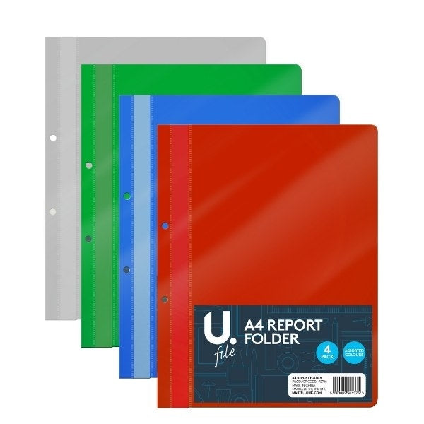 Report Folder Paper 4 Pack Assorted Colour Plastic Report Folder For A4 Documents P2748 ...