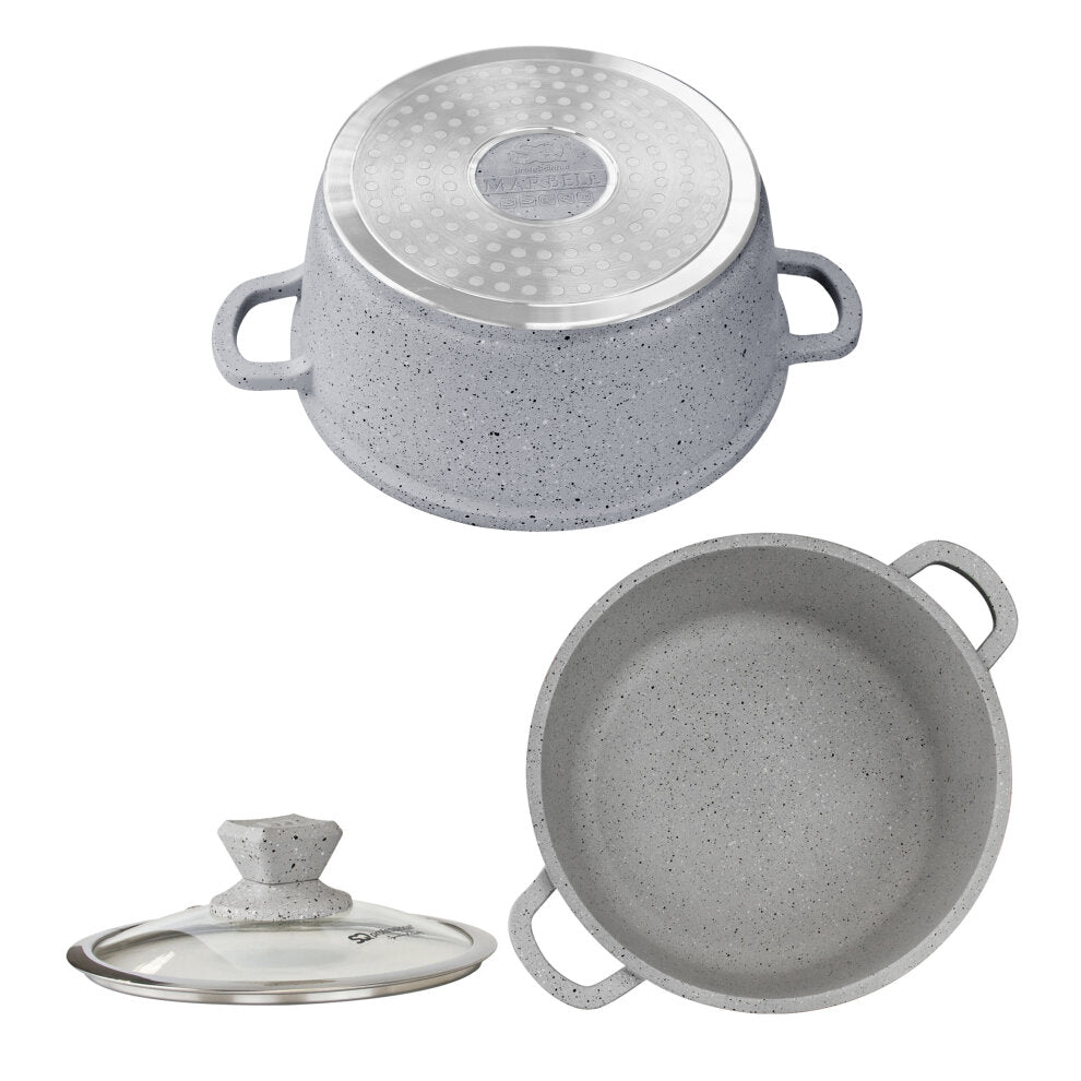 SQ Professional Nea Marbell Effect Diecast Stockpot Set of 5 Grigio 6761 (Big Parcel Rate)