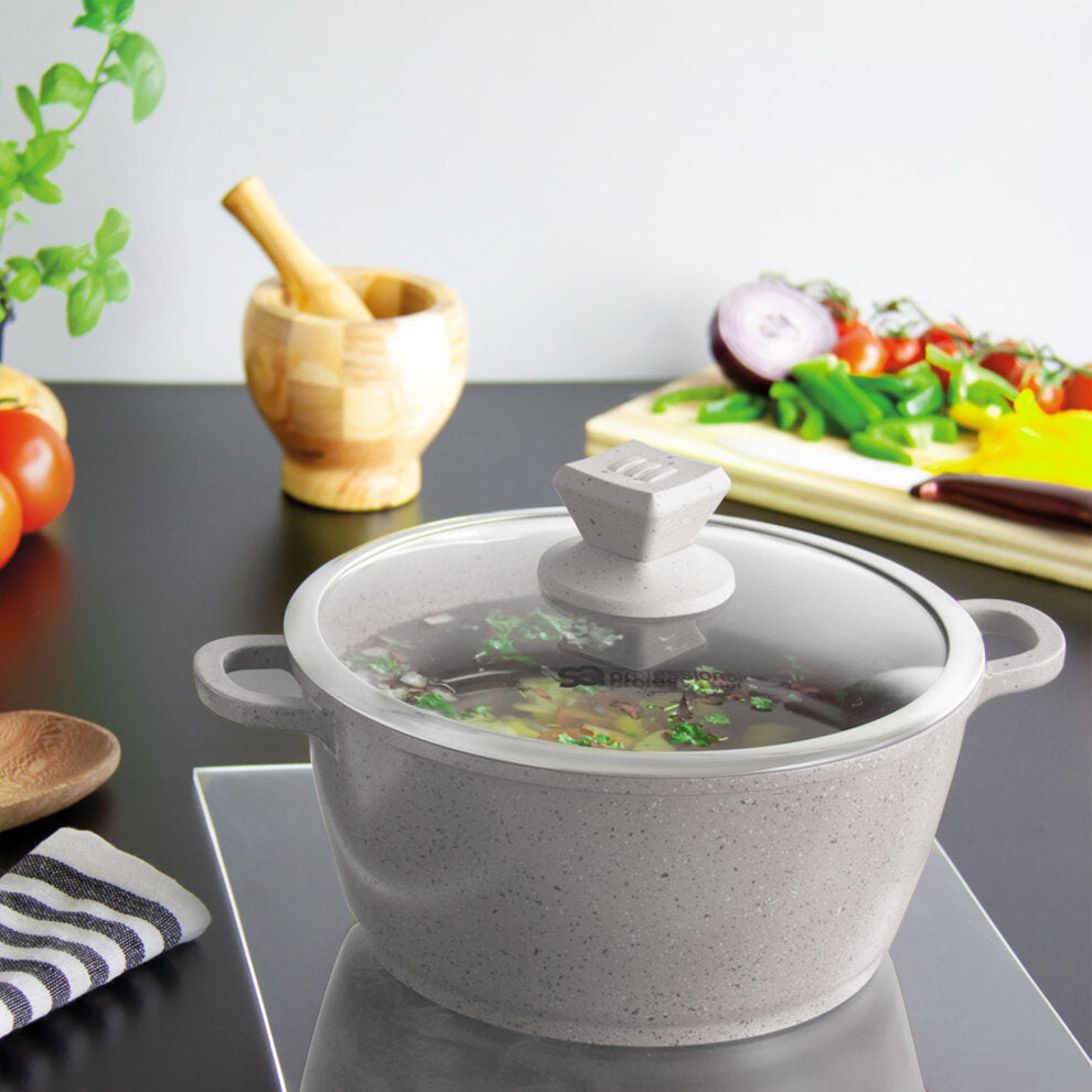 SQ Professional Nea Marbell Effect Diecast Stockpot Set of 5 Grigio 6761 (Big Parcel Rate)