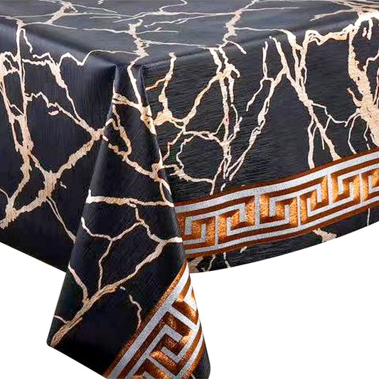 Durane Plastic Table Cover Roll Black Marble Gold Pattern Design 1.37 x 20m DR-8356C 10265 (Big Parcel Rate)