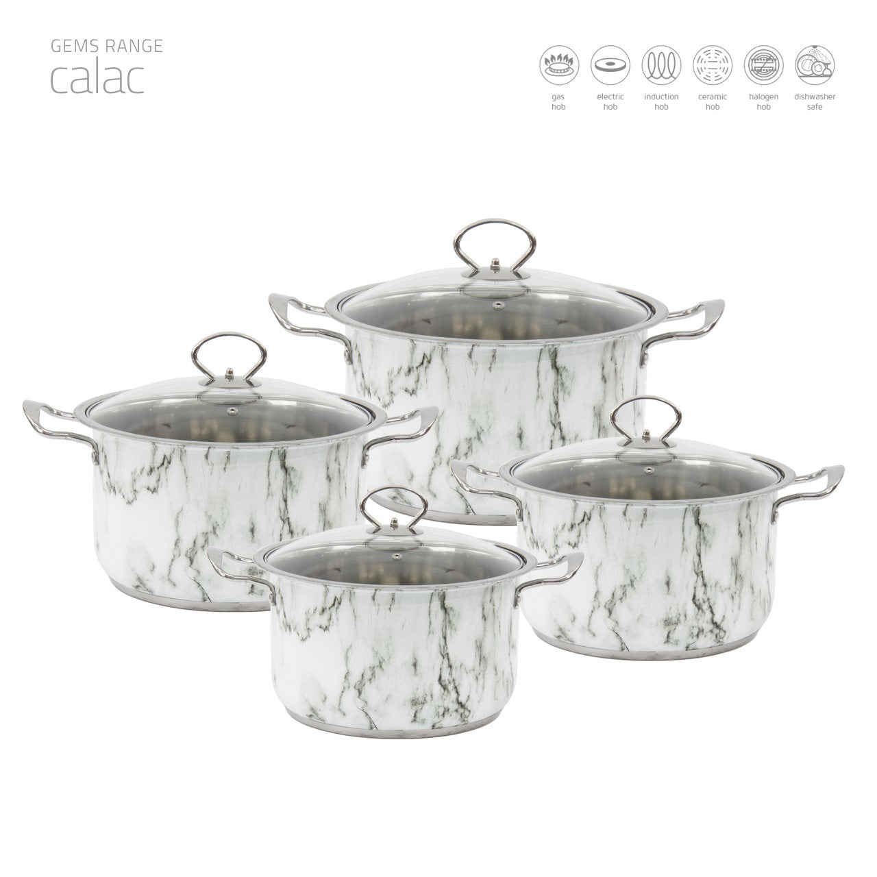 SQ Professional Gems Stainless Steel Stockpot Set of 4 Calac 18-20-22-24cm 9788 (Big Parcel Rate)