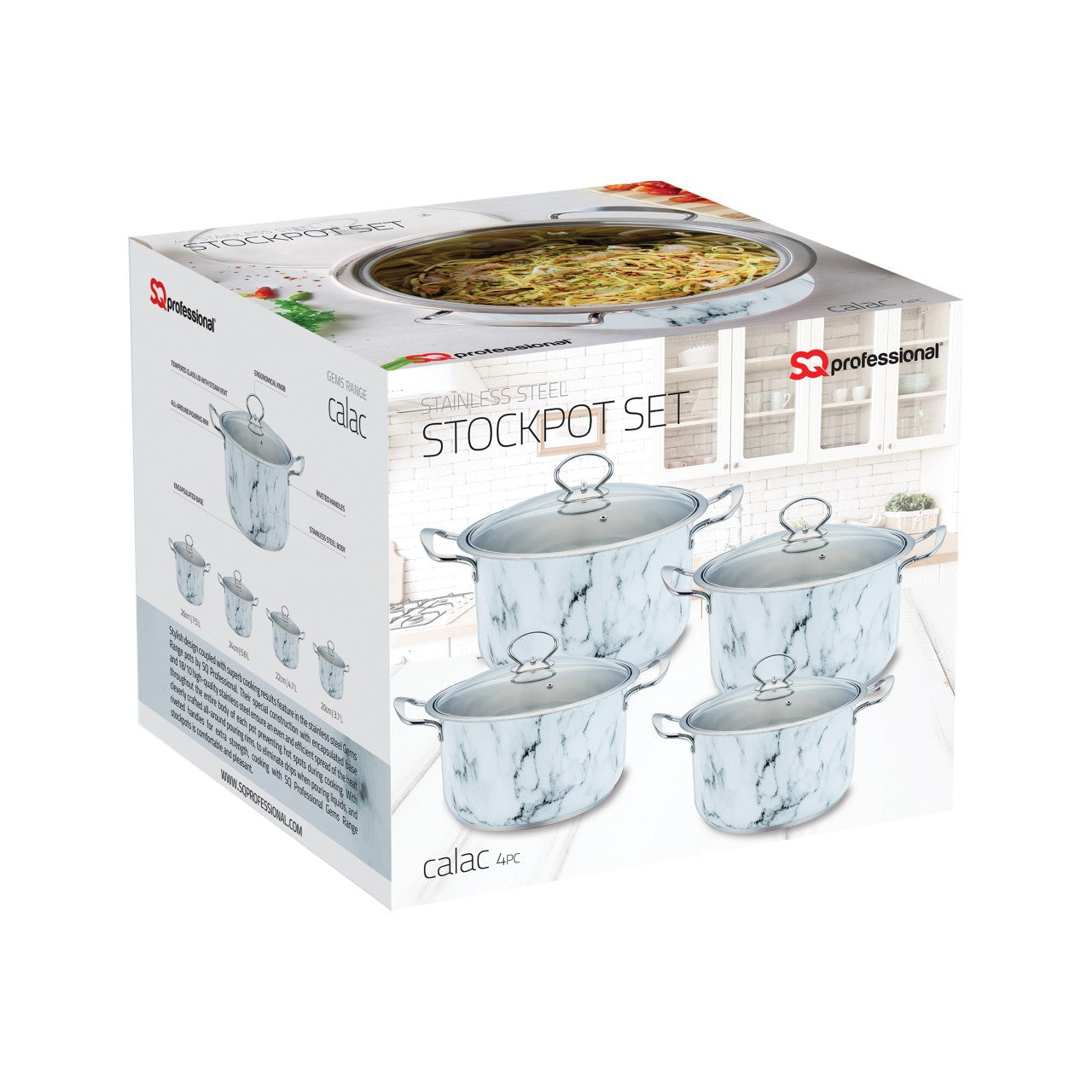 SQ Professional Gems Stainless Steel Stockpot Set of 4 Calac 18-20-22-24cm 9788 (Big Parcel Rate)